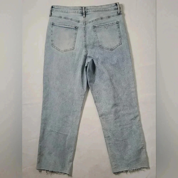 Guess High Rise Loose Boyfriend Denim Blue Jeans Raw Hem SZ 31 W Light  Wash - Picture 2 of 9